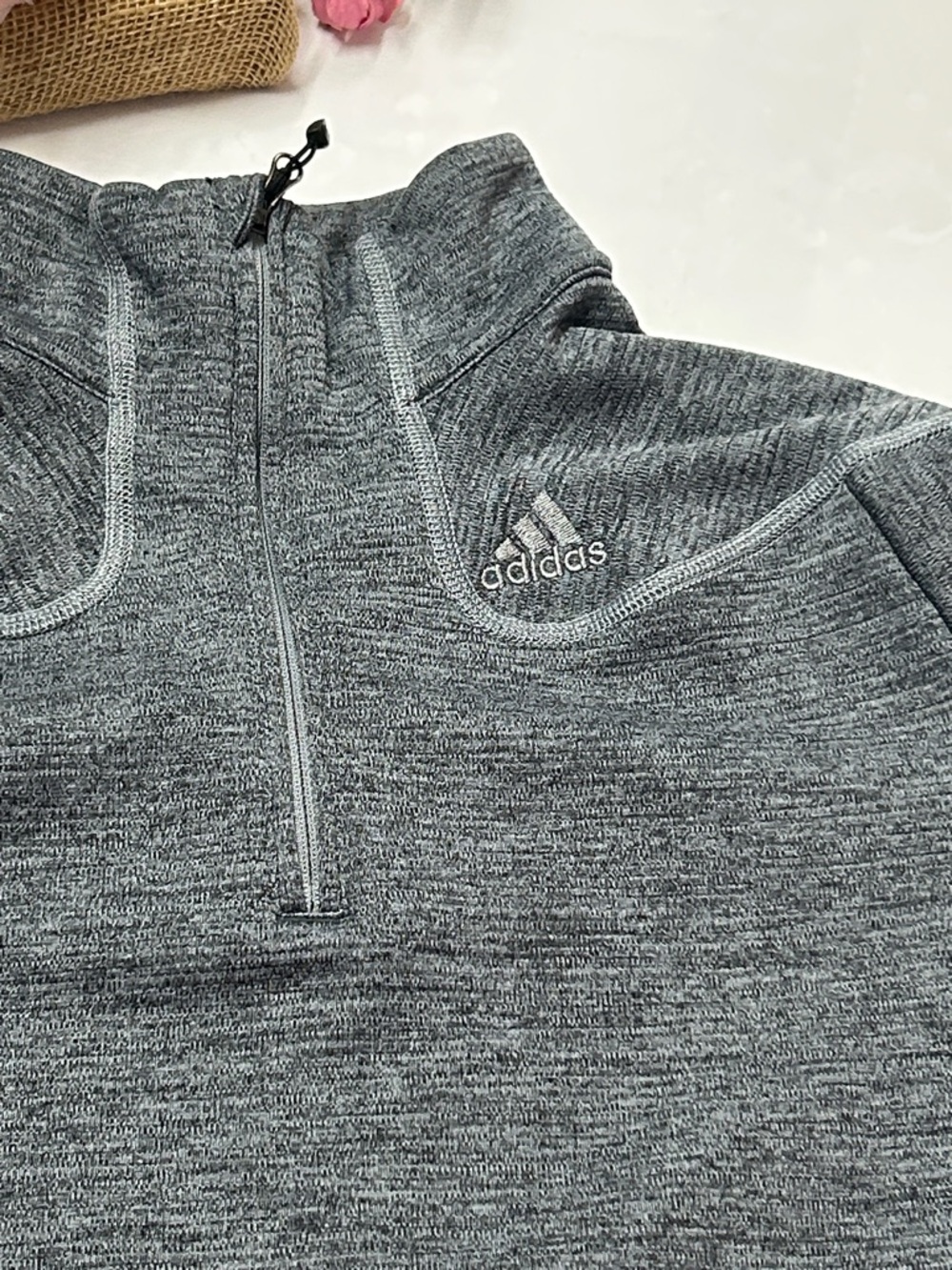 adidas Heather Gray Quarter-Zip Pullover - Picture 3 of 4